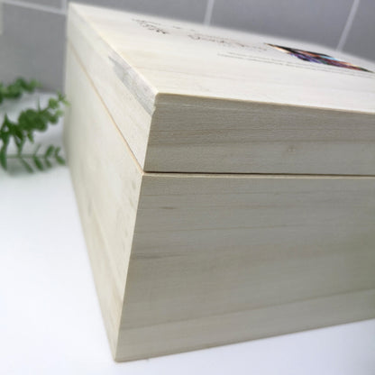 Personalised Luxury Square Wooden 28cm One Photo Keepsake Memory Box