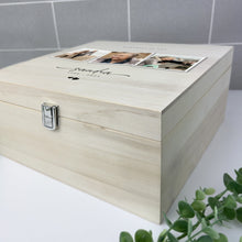 Load image into Gallery viewer, Personalised 28cm Square Luxury Wooden Memorial Photo Keepsake Memory Box