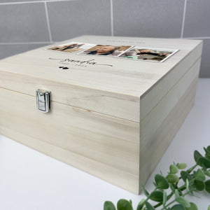 Personalised 28cm Square Luxury Wooden Memorial Photo Keepsake Memory Box
