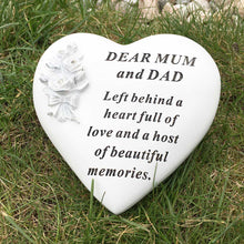 Load image into Gallery viewer, Outdoor Memorial Tribute. Rose Bouquet embellished Heart. &#39;Dear Mum and Dad&#39;.