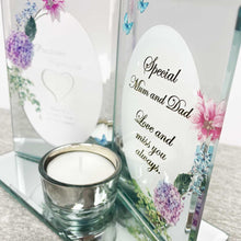 Load image into Gallery viewer, Mirrored Glass Remembrance Picture Frame &amp; Tea Light Holder - Mum &amp; Dad