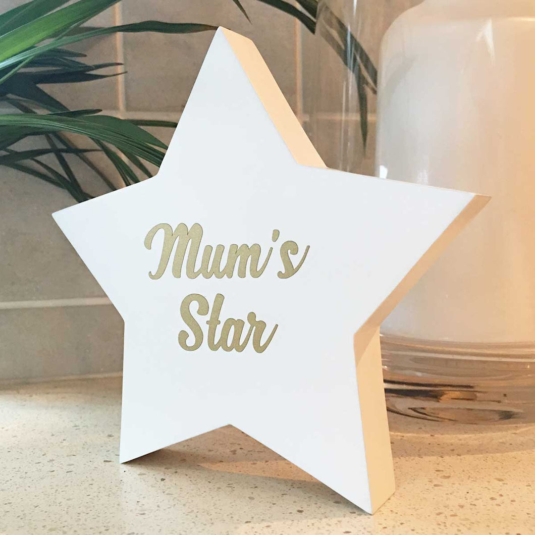 Personalised Memorial Ornament. White Painted Star. '...'s Star' 'Watching Over You'