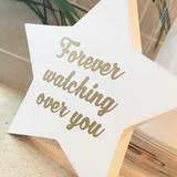 Load image into Gallery viewer, Personalised Memorial Ornament. White Painted Star. &#39;...&#39;s Star&#39; &#39;Watching Over You&#39;