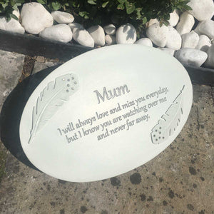 Cream Oval Resin Memorial Plaque - Mum