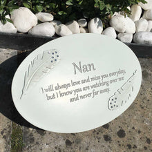 Load image into Gallery viewer, Cream Oval Resin Memorial Plaque - Nan