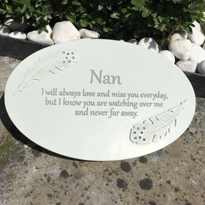 Cream Oval Resin Memorial Plaque - Nan