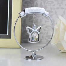 Load image into Gallery viewer, Personalised Memorial Ornament. Silver Angel With Crystal. Your Own Message.