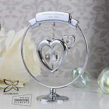 Load image into Gallery viewer, Personalised Memorial Ornament. Silver Hearts With Crystals. Your Own Message.