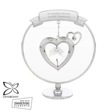 Load image into Gallery viewer, Personalised Memorial Ornament. Silver Hearts With Crystals. Your Own Message.