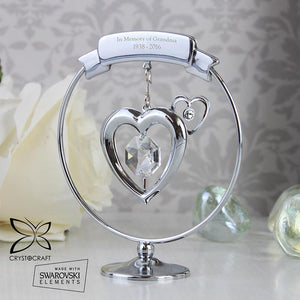 You added Personalised Memorial Ornament. Silver Hearts With Crystals. Your Own Message. to your cart.