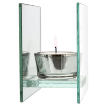 Load image into Gallery viewer, Personalised Memorial Tea light Holder. Leaf Motif, Mirrored. Your Message.