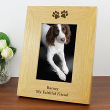 Load image into Gallery viewer, Personalised Oak Finish 4x6 Paw Prints Photo Frame