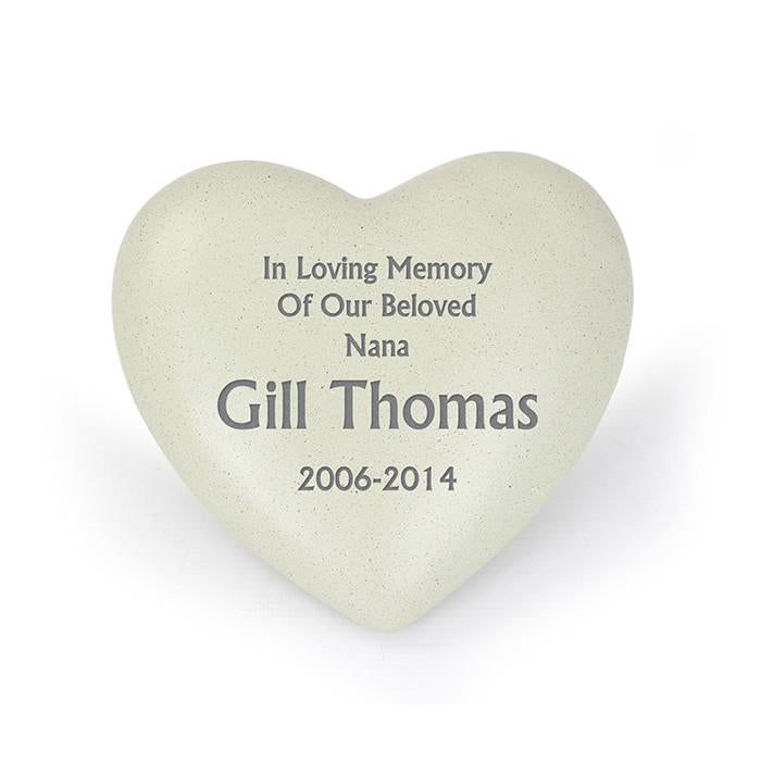 Personalised Outdoor Memorial Tribute. Heart. Your Message.