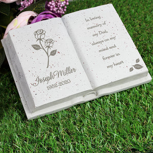 Personalised Memorial Book Tribute. Rose Design. Your Own Message.