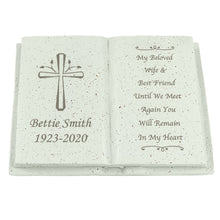 Load image into Gallery viewer, Personalised Outdoor Memorial Book Tribute. Cross Design. Your Own Message.