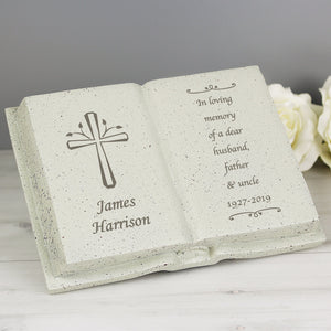 Personalised Outdoor Memorial Book Tribute. Cross Design. Your Own Message.