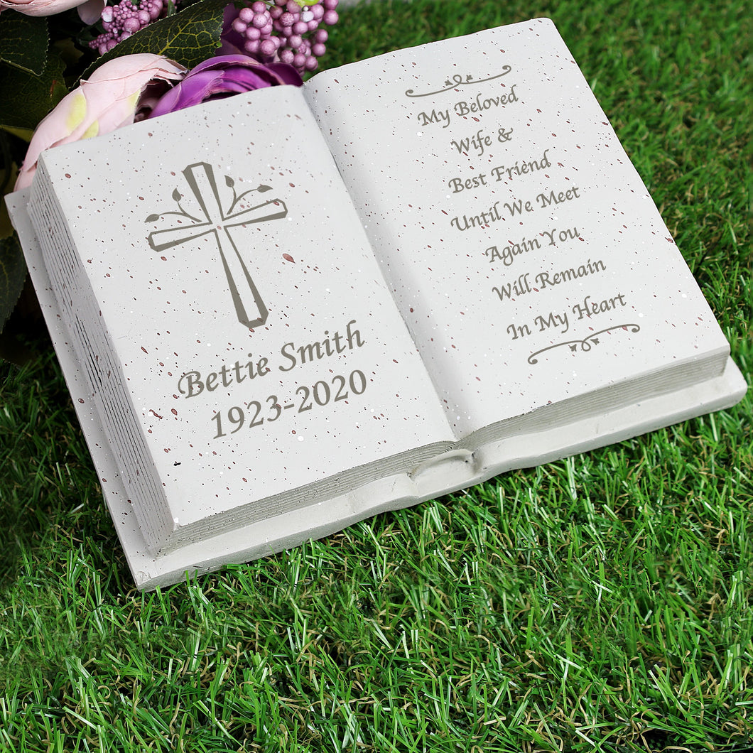 Personalised Memorial Book Tribute. Cross Design. Your Own Message.