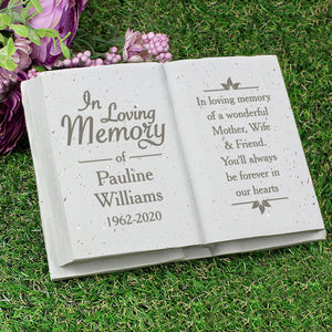 Personalised  Outdoor Memorial Book Tribute. 'In Loving Memory' & Own Message.