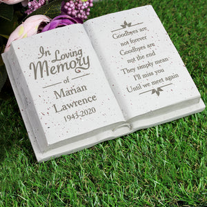 Personalised  Outdoor Memorial Book Tribute. 'In Loving Memory' & Own Message.