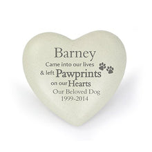 Load image into Gallery viewer, Personalised Pet Pawprints Heart Memorial
