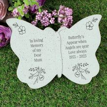 Load image into Gallery viewer, Personalised Floral Memorial Butterfly Grave Marker - Free text