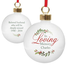 Load image into Gallery viewer, Personalised &#39;In Loving Memory&#39; Christmas Bauble - Wreath