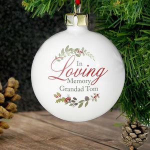 Personalised 'In Loving Memory' Christmas Bauble - Wreath
