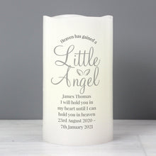 Load image into Gallery viewer, Personalised Memorial LED Candle, &#39;Heaven Has Gained A Little Angel&#39; Sentiment