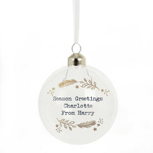 Load image into Gallery viewer, Personalised Gold Wreath Glass Bauble