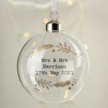 Load image into Gallery viewer, Personalised Gold Wreath Glass Bauble