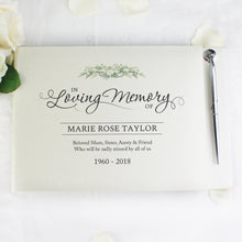 Load image into Gallery viewer, Personalised Book of Condolence With Pen. &#39;In Loving Memory&#39; Sentiment. 