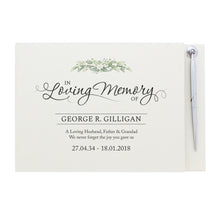 Load image into Gallery viewer, Personalised Book of Condolence With Pen. &#39;In Loving Memory&#39; Sentiment.