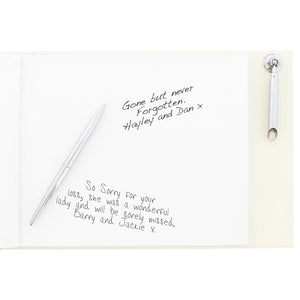 Personalised Book of Condolence With Pen. 'In Loving Memory' Sentiment.