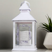 Load image into Gallery viewer, Personalised Memorial Lantern, White, Floral Decoration