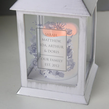 Personalised Memorial Lantern, White, Floral Decoration