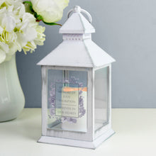Load image into Gallery viewer, Personalised Memorial Lantern, White, Floral Decoration