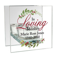 Load image into Gallery viewer, Personalised Memorial Tea light Holder. Christmas, Mirrored. &#39;In Loving Memory&#39;.