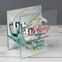 Load image into Gallery viewer, Personalised Memorial Tea light Holder. Christmas, Mirrored. &#39;In Loving Memory&#39;.