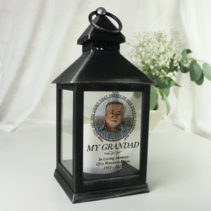 Personalised "Light That Shines In Our Hearts" Photo Upload Black Lantern