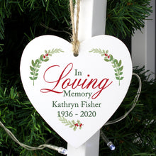 Load image into Gallery viewer, Personalised &#39;In Loving Memory&#39; Heart Christmas Decoration - Wreath
