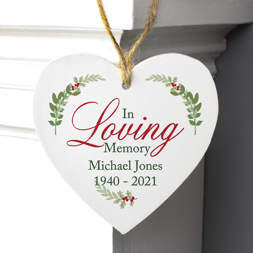 Personalised 'In Loving Memory' Heart Christmas Decoration - Wreath