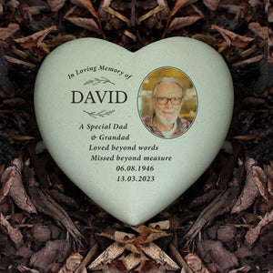 Personalised "In Loving Memory of" Photo Upload Memorial Resin Memorial Heart