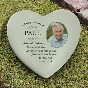 Personalised "In Loving Memory of" Photo Upload Memorial Resin Memorial Heart