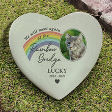 Load image into Gallery viewer, Personalised Pet Rainbow Bridge Photo Upload Memorial Resin Heart