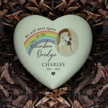Load image into Gallery viewer, Personalised Pet Rainbow Bridge Photo Upload Memorial Resin Heart