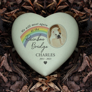 Personalised Pet Rainbow Bridge Photo Upload Memorial Resin Heart