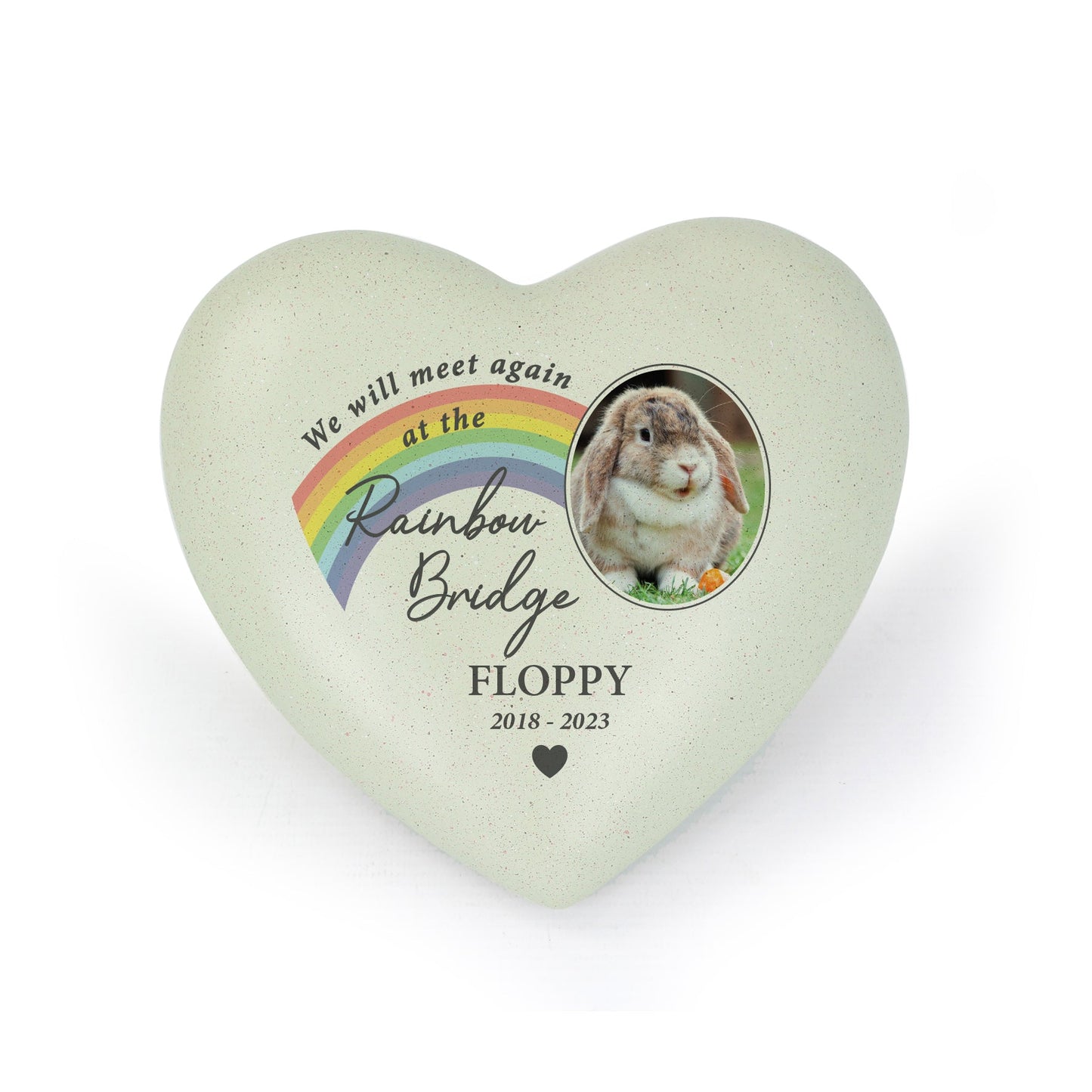 Personalised Pet Rainbow Bridge Photo Upload Memorial Resin Heart