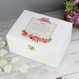 Personalised Memory & Keepsake Box. Wood. Floral. 'Everything You've Done For Me'