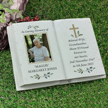 Load image into Gallery viewer, Personalised Memorial Book Style with Cross Photo Upload Resin Book