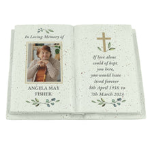 Load image into Gallery viewer, Personalised Memorial Book Style with Cross Photo Upload Resin Book